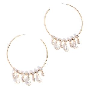 Gold Hoop Earrings with Crystal Dangles - Women Jewelry